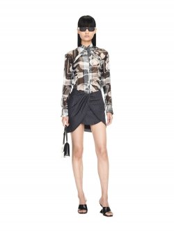 Off-White Pinstripe Twisted Mini Skirt - Grey