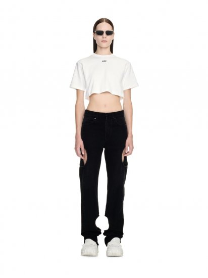 Off-White Off Stamp Rib Cropped Tee - White - Click Image to Close