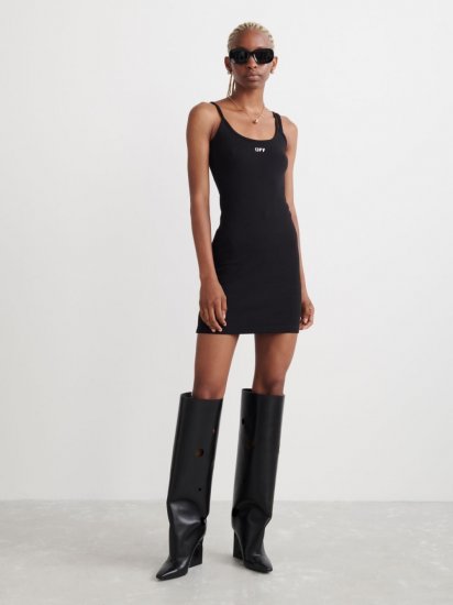 Off-White OFF STAMP BASIC RIB DRESS on Sale - Black - Click Image to Close