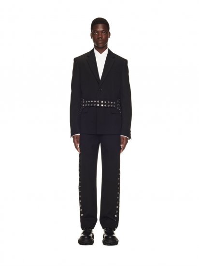 Off-White Eyelet Band Drywo Slim Pant - Black - Click Image to Close