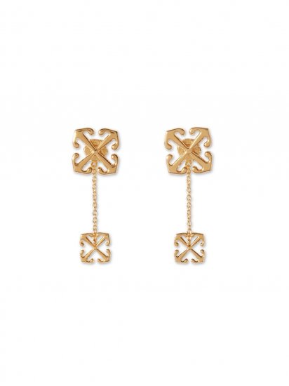 Off-White Double Arrow Earrings - Gold - Click Image to Close