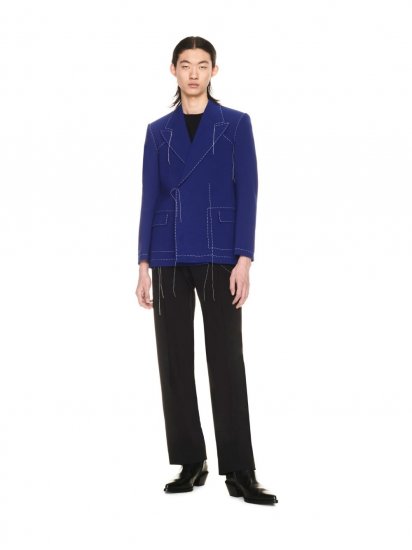 Off-White Stitch Tuxedo Double Jacket on Sale - Blue - Click Image to Close