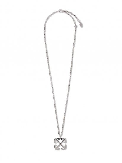 Off-White Arrow Pendant Necklace - Silver - Click Image to Close