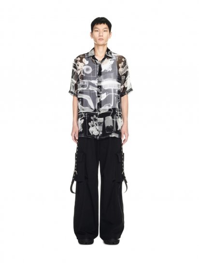 Off-White Xray Chiffon Bowling Shirt - Black - Click Image to Close