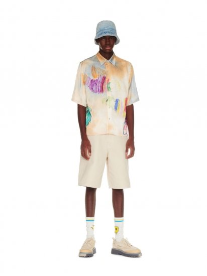 Off-White Cartoon Satin S/S Shirt - Neutrals - Click Image to Close