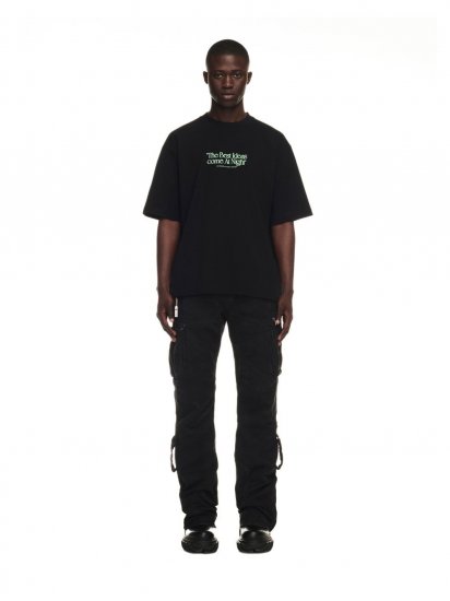 Off-White BEST IDEAS SKATE S/S TEE BLACK GREEN FLU - Black - Click Image to Close