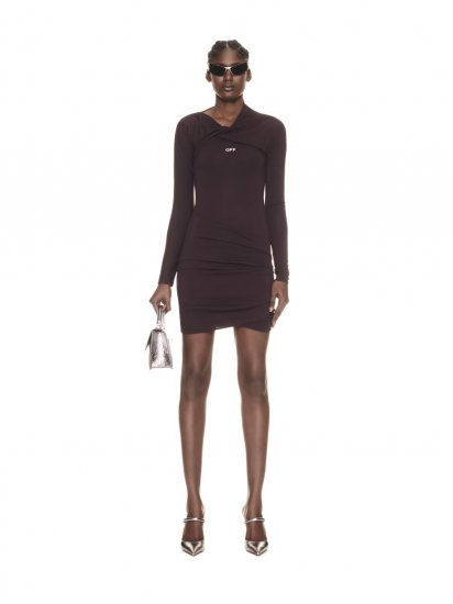 Off-White FLUID JER TWIST MINI DRESS on Sale - Brown - Click Image to Close