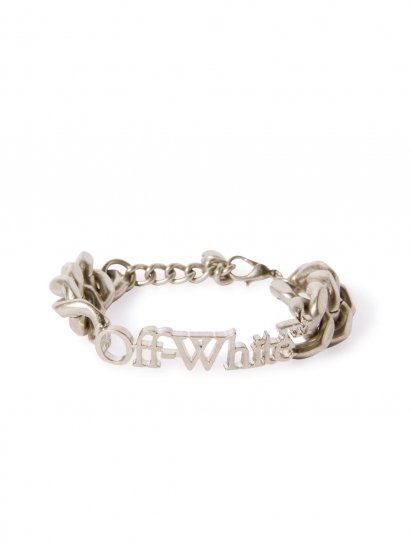 Off-White Logo Chain Bracelet - Silver - Click Image to Close