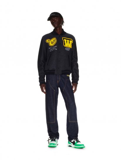 Off-White Vars Cat Leather Jackets - Black - Click Image to Close