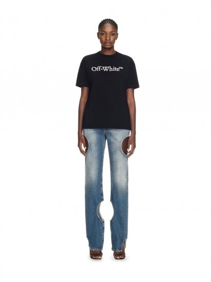 Off-White Big Logo Bookish Casual Tee - Black - Click Image to Close