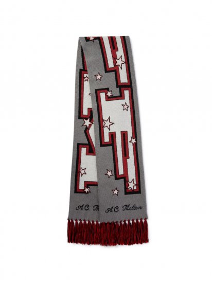 Off-White c/o AC Milan Logo Scarf - Grey - Click Image to Close