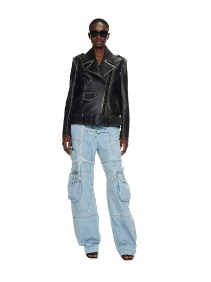 Off-White BLEACH CARGO PKT OVER PANT LIGHT BLUE N - Blue - Click Image to Close