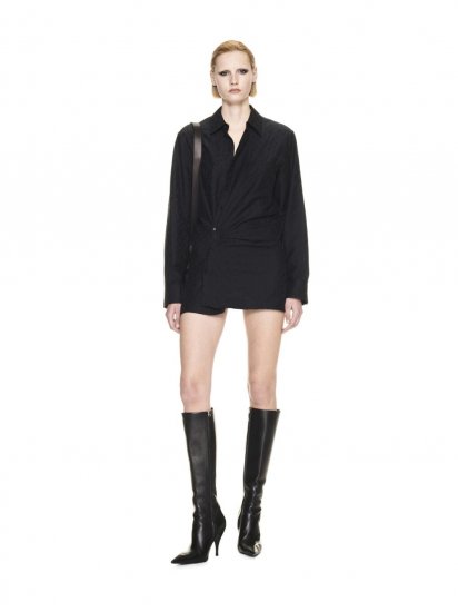 Off-White OFF JACQ TWIST SHIRT DRESS on Sale - Black - Click Image to Close