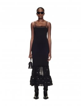 Off-White Heavy Eyelets Slip Dress - Black