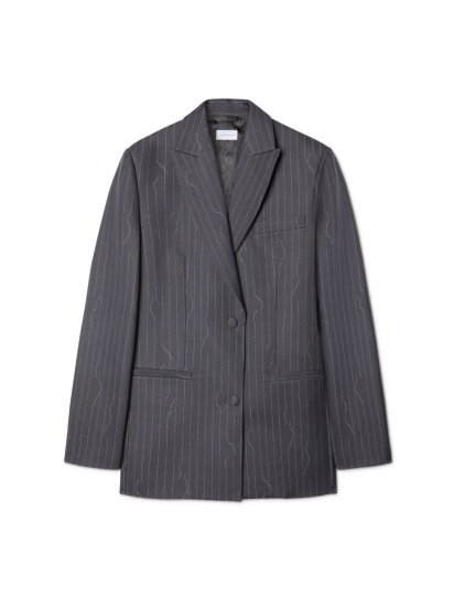 Off-White Pinstripe Tomboy Jacket - Grey - Click Image to Close