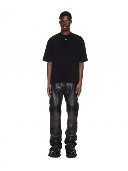 Off-White Biker Leather Pant - Black - Click Image to Close