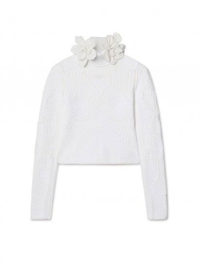 Off-White Flower Vortix Cor Embr Top on Sale - White - Click Image to Close