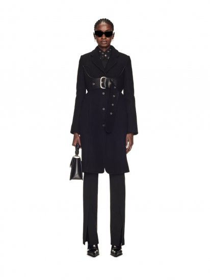 Off-White BRUSHED WO BELT COAT on Sale - Black - Click Image to Close