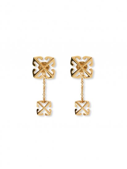 Off-White Double Arrow Earrings - Gold - Click Image to Close