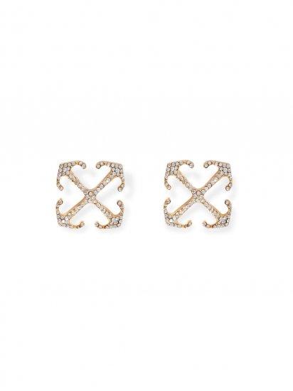 Off-White Mini Arrow Strass Earrings - Gold - Click Image to Close