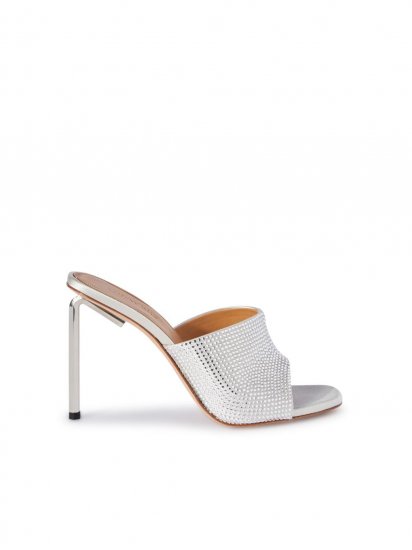 Off-White Shiny Allen Satin Mule - Grey - Click Image to Close