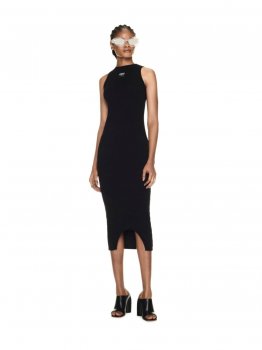 Off-White Floating Yarns Rib Hole Dress on Sale - Black