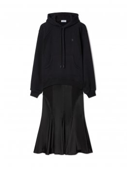 Off-White SATIN JER CYCL HOODIE DRESS - Black