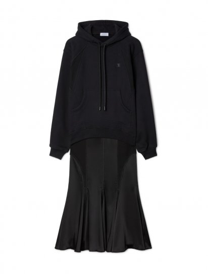 Off-White SATIN JER CYCL HOODIE DRESS - Black - Click Image to Close