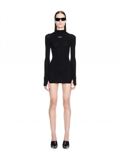 Off-White Off Stamp Slick Mini Dress - Black - Click Image to Close