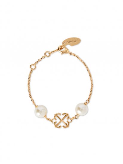 Off-White Pearl Arrow Bracelet - White - Click Image to Close