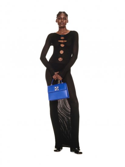 Off-White Center Hole Net Long Dress Black Light on Sale - Black - Click Image to Close