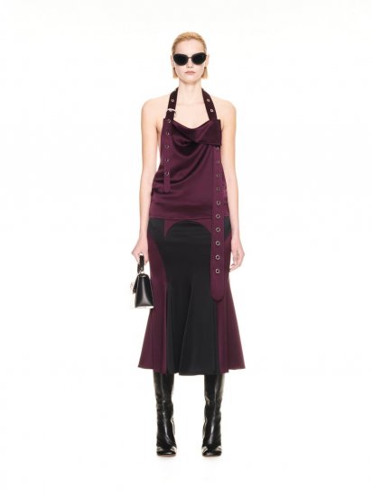 Off-White SATIN CYCLING MIDI SKIRT - Black - Click Image to Close