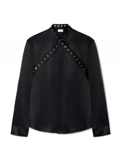 Off-White Eyelet Duchesse Collar Shirt - Black - Click Image to Close