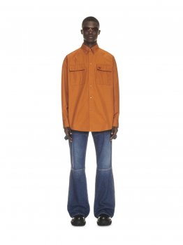 Off-White OW EMB HEAVYCOT MILIT SHIRT on Sale - Orange