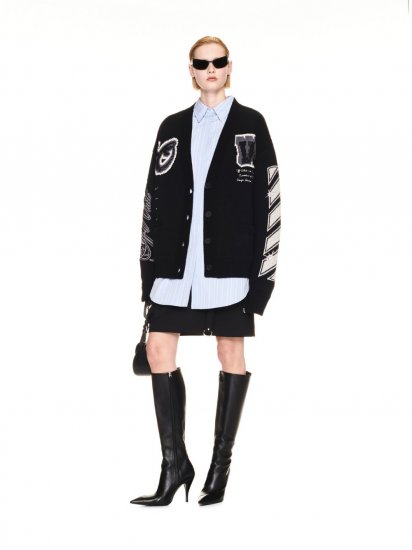 Off-White VARSITY BLING CARDIGAN - Black - Click Image to Close