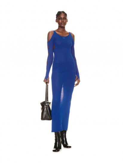 Off-White Hole Net Long Dress on Sale - Blue - Click Image to Close