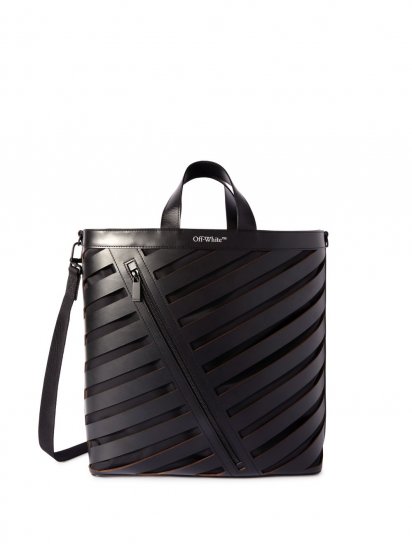 Off-White DIAG CUT OUT NS TOTE - Black - Click Image to Close