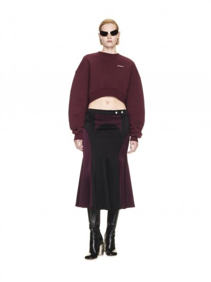 Off-White FOR ALL BOOK CROP OVER CREW BURGUNDY WH on Sale - Red - Click Image to Close