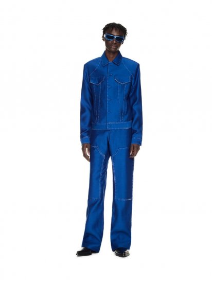 Off-White Alien Face Tailor Skinny Jacket on Sale - Blue - Click Image to Close