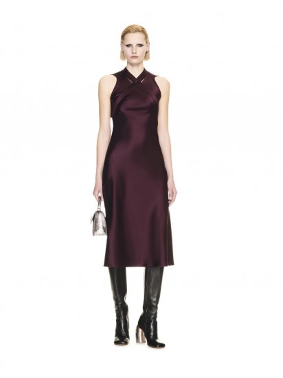 Off-White SATIN BUCKLE LONG DRESS BURGUNDY NO COL on Sale - Red - Click Image to Close