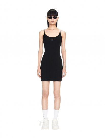 Off-White Off Stamp Rib Basic Tank Dress - Black - Click Image to Close