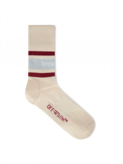 Off-White Stripes Logo Medium Socks - White - Click Image to Close