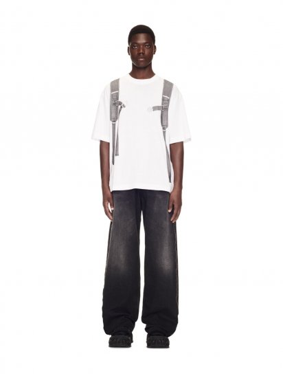 Off-White Zip Details Loose Jeans - Black - Click Image to Close