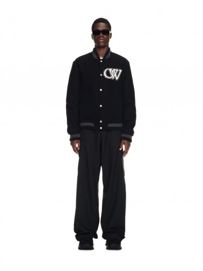 Off-White Wool Varsity Bomber - Black - Click Image to Close