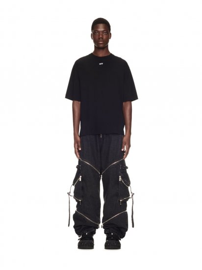 Off-White Zip Denim Cargo Pant - Grey - Click Image to Close