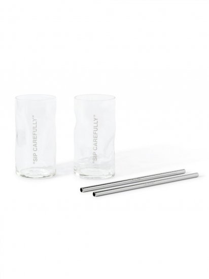 Off-White COCKTAIL GLASS AND STRAW SET - Neutrals - Click Image to Close