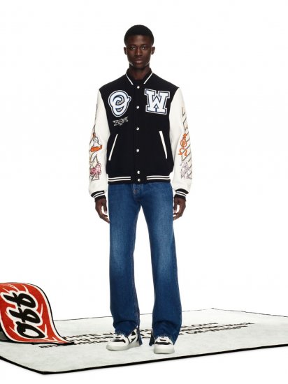 Off-White Off-White??Logic Patch Varsity Jacket - Black - Click Image to Close