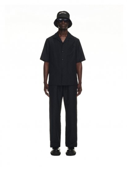 Off-White Off Ao Jacquard Silkcot Pajama Pant - Black - Click Image to Close