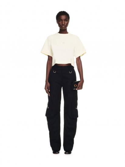 Off-White Small Arrow Pearls Crop Tee on Sale - Neutrals - Click Image to Close