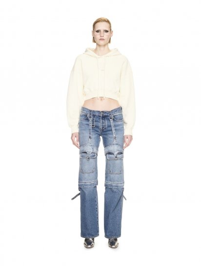 Off-White SMALL ARROW PEARL CROP HOODIE BEIGE BLA on Sale - White - Click Image to Close